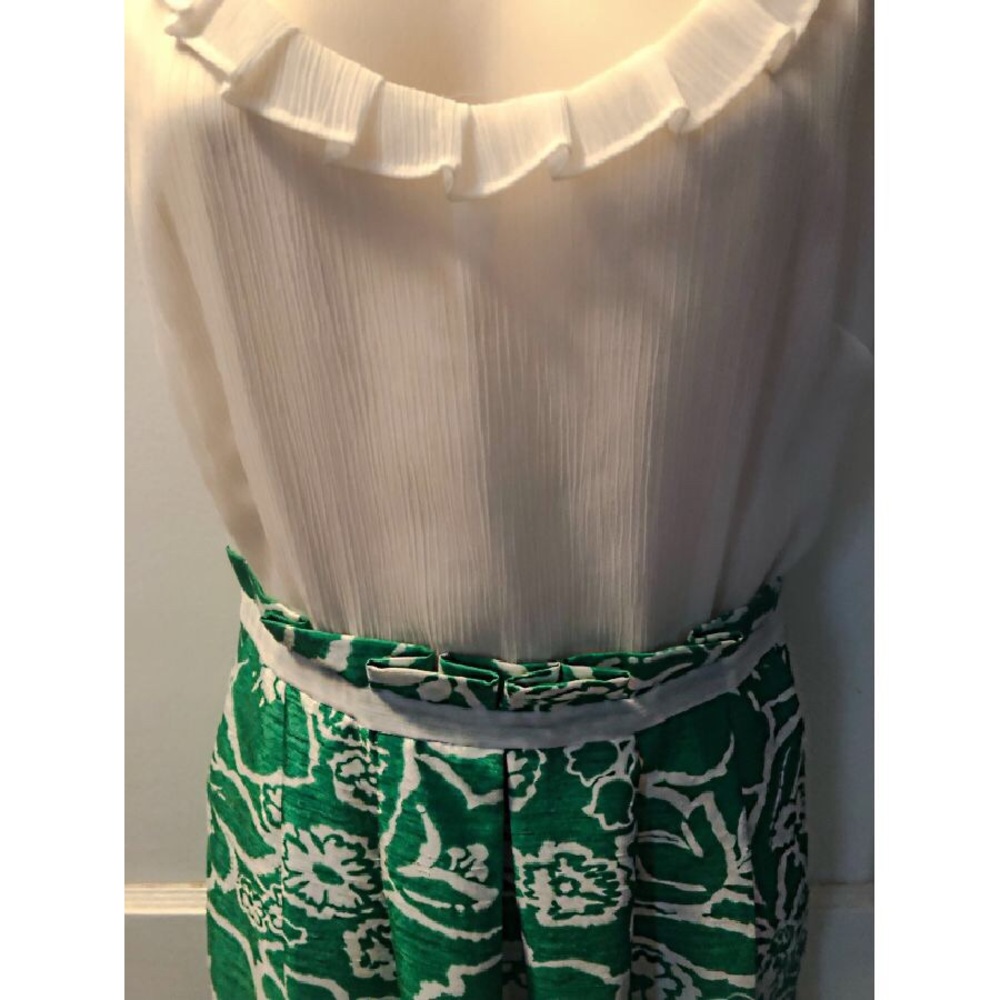 5/48 Saks 5th Avenue Classic White & Green Dress - Picture 5 of 6